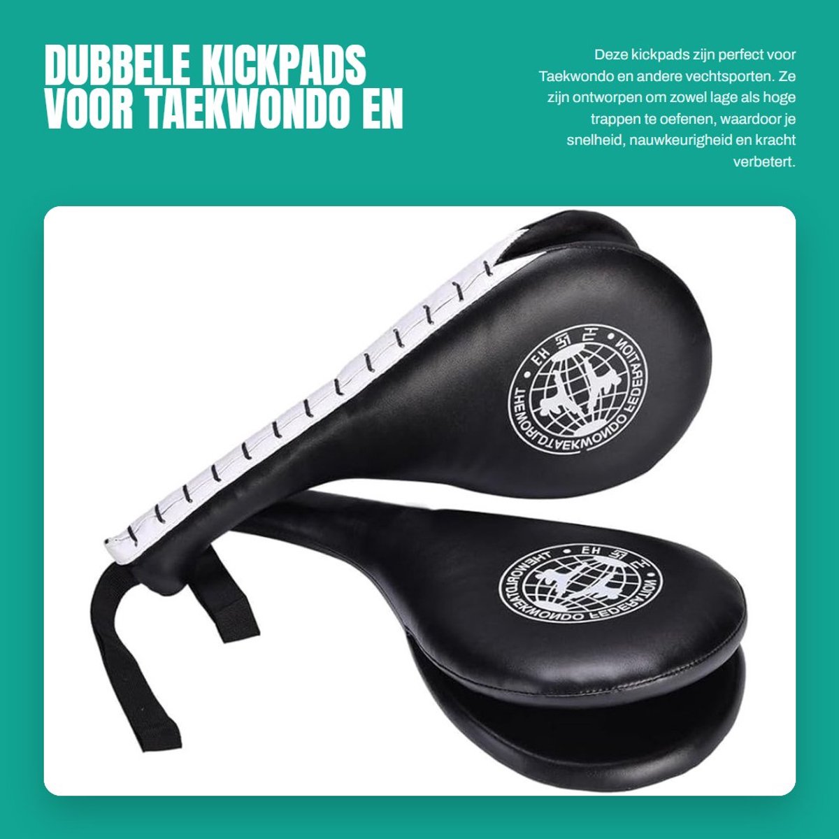 Dailygoods- Kickpads Dubbelzijdig - Taekwondo/karate Trainingspads - PU Lederen Slagkussen - 2 Stuks - 38x18x5 cm - Verbeter Snelheid/Nauwkeurigheid