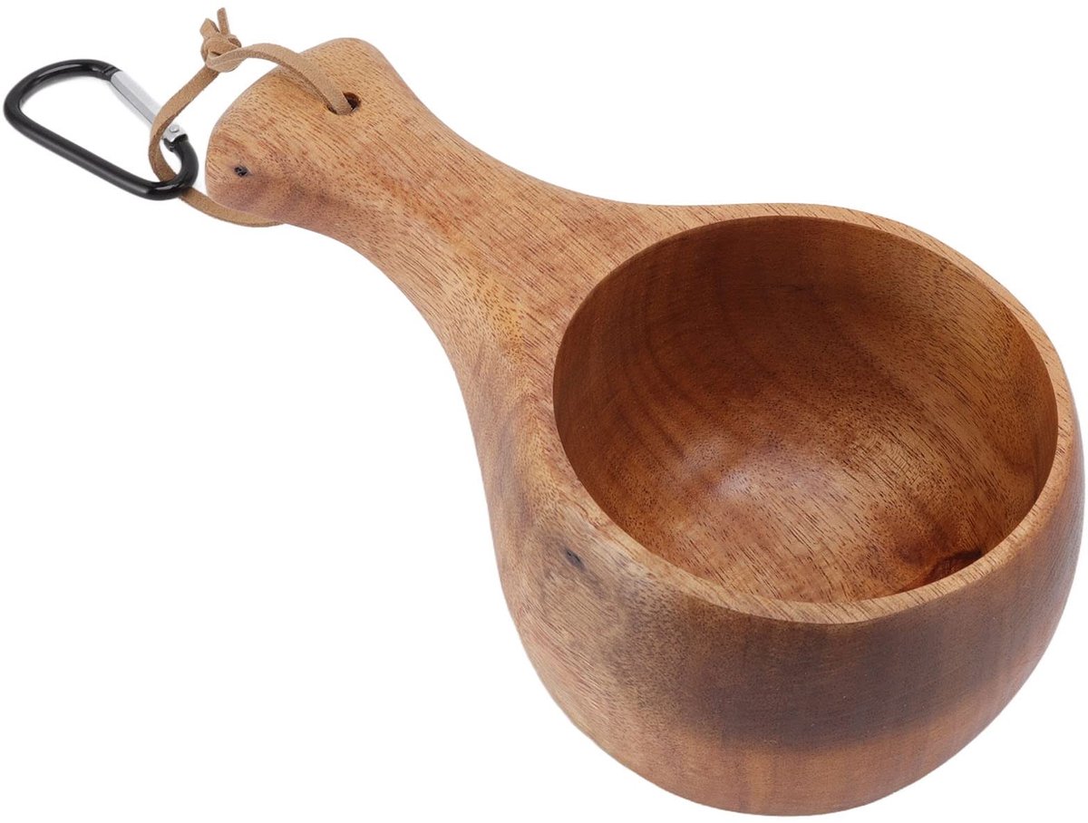Dailygoods- Houten Mok Acaciahout - Koffiemok - Melkbeker - Handvat - Milieuvriendelijk - Voor Koffie/Thee - Beker
