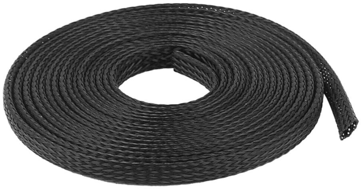 Dailygoods- Kabelbescherming 12 mm - Gevlochten Slang - Flexibel Kabelmanagement - Duurzaam Materiaal - Lengte 10 Meter - Vlambestendig - Kabelsleeve