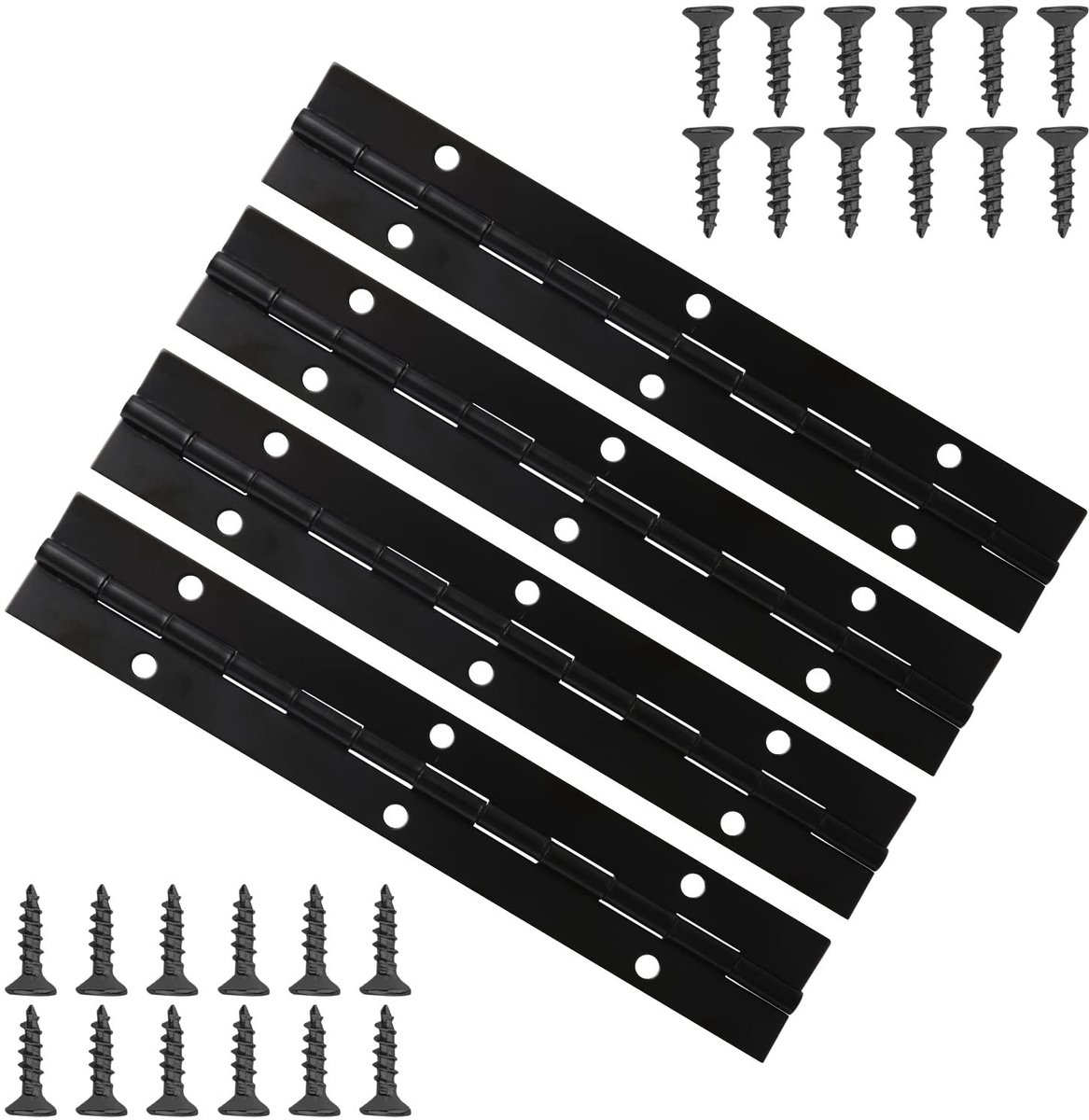 Dailygoods- Pianoscharnier 6 Inch - Roestvrij Staal - 4 Stuks - Inclusief 24 Schroeven - Voorgeboorde Gaten - Geschikt voor Deuren en Ramen - Scharnier