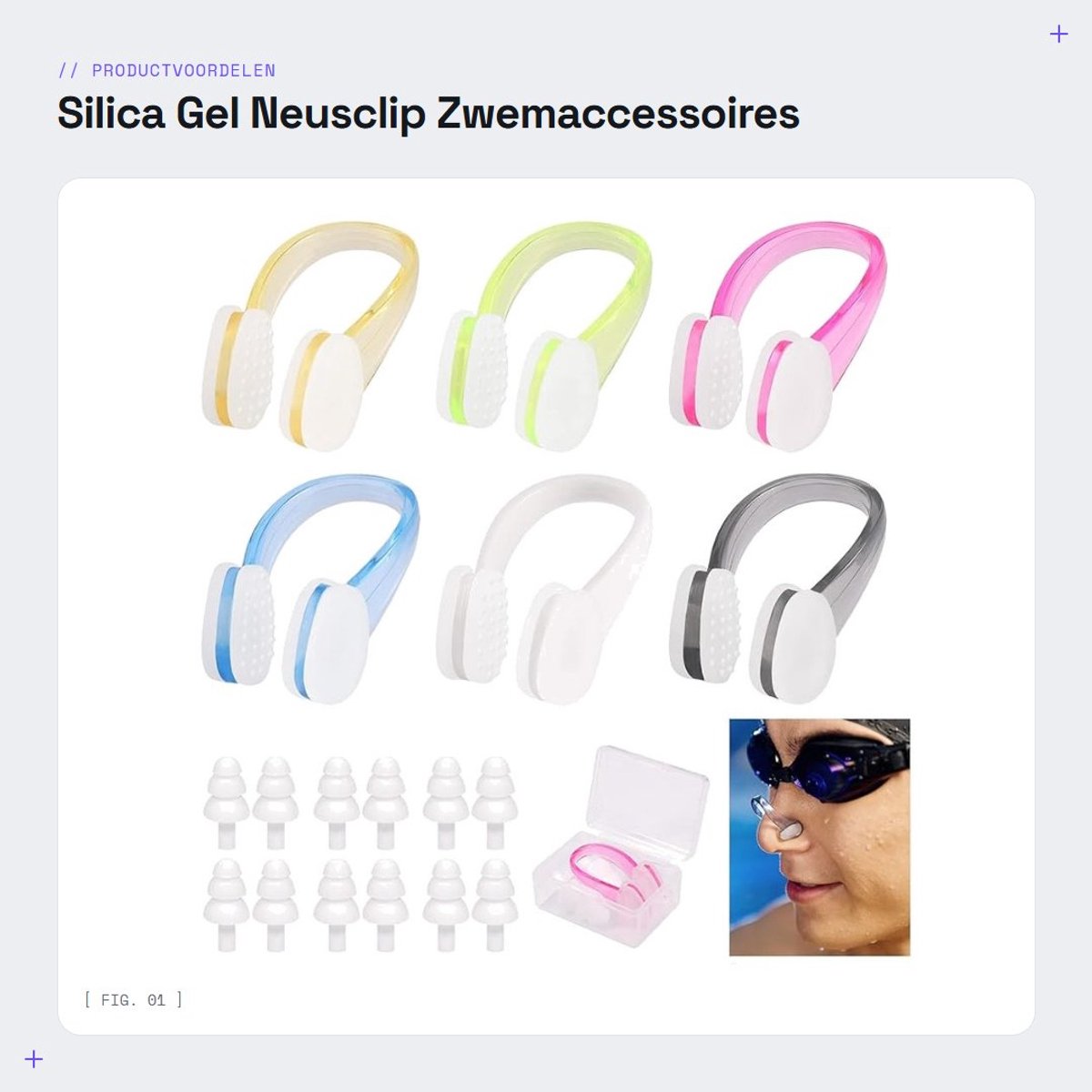 Dailygoods - Silica Gel Neusclip - Zwemaccessoires - Waterdicht - Oordopjes - Geschikt voor Kinderen en Volwassenen - 6 Stuks