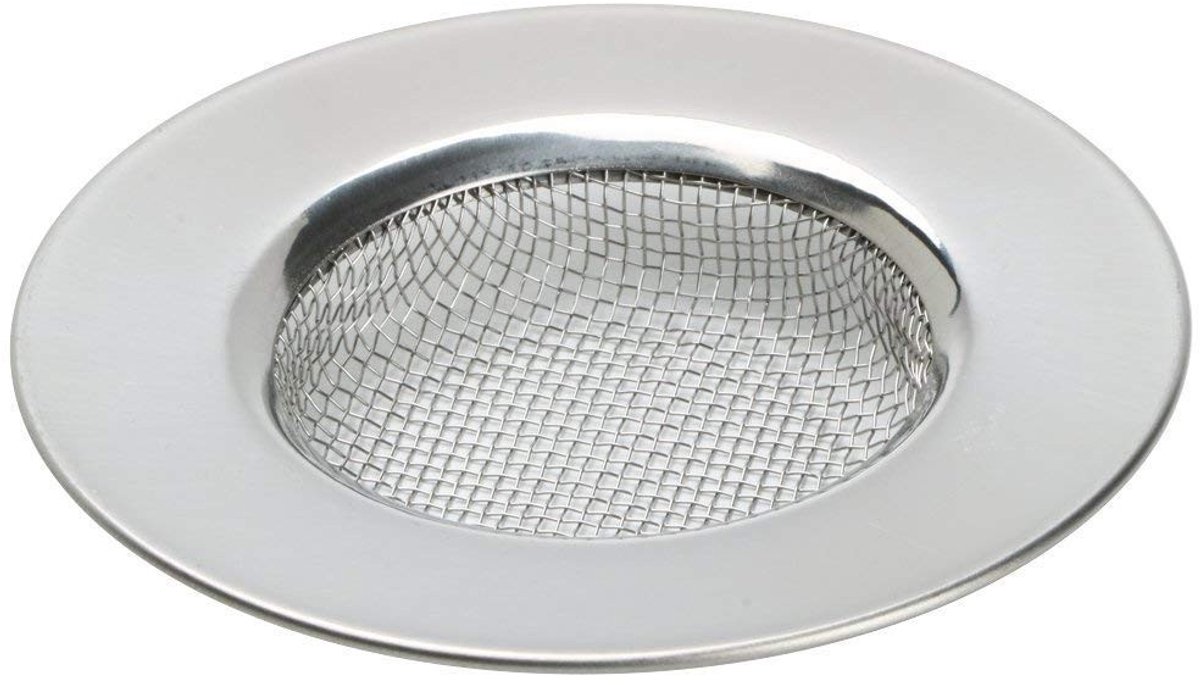 Dailygoods- Gootsteenzeefje Roestvrij Staal - Afvoerfilter - Haarvanger - Bad- of Gootstenenfilter - Voorkomt Verstoppingen - Buitendiameter 7,6 cm
