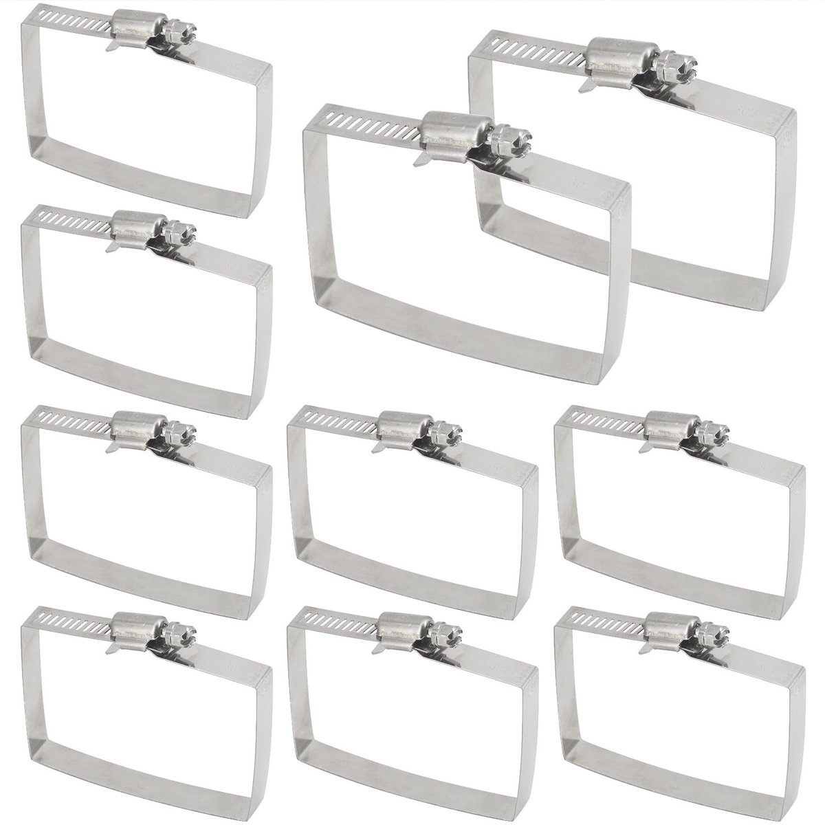 Dailygoods - (10 stuks) 100x100mm Slangklemmen 304 Rvs Vierkante Pijpklem Slangfitting Band Klemmen