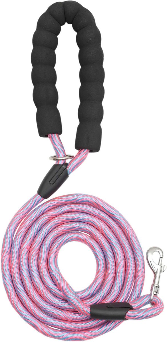 Dailygoods- Hondenriem 2 meter - Versterkt gevlochten design - Gevoerde handgreep - Reflecterende draden - Draaibare metalen clip - Comfortabel en veilig - Hondentuig
