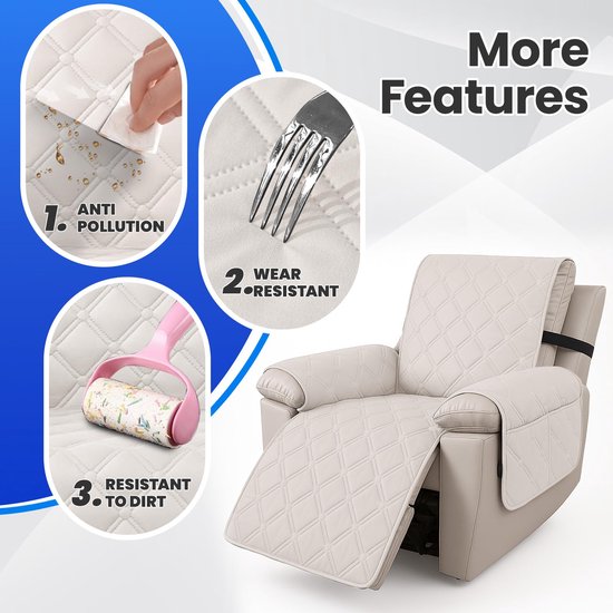 Hoes Voor Fauteuil, Relax Fauteuilbeschermer, Stoelbeschermer Voor Televisiestoel, Fauteuil Hoes Waterdicht, Bankhoes Voor Fauteuil, Hoes Voor Relaxstoel (1 Plaats, Beige) — afbeelding 4