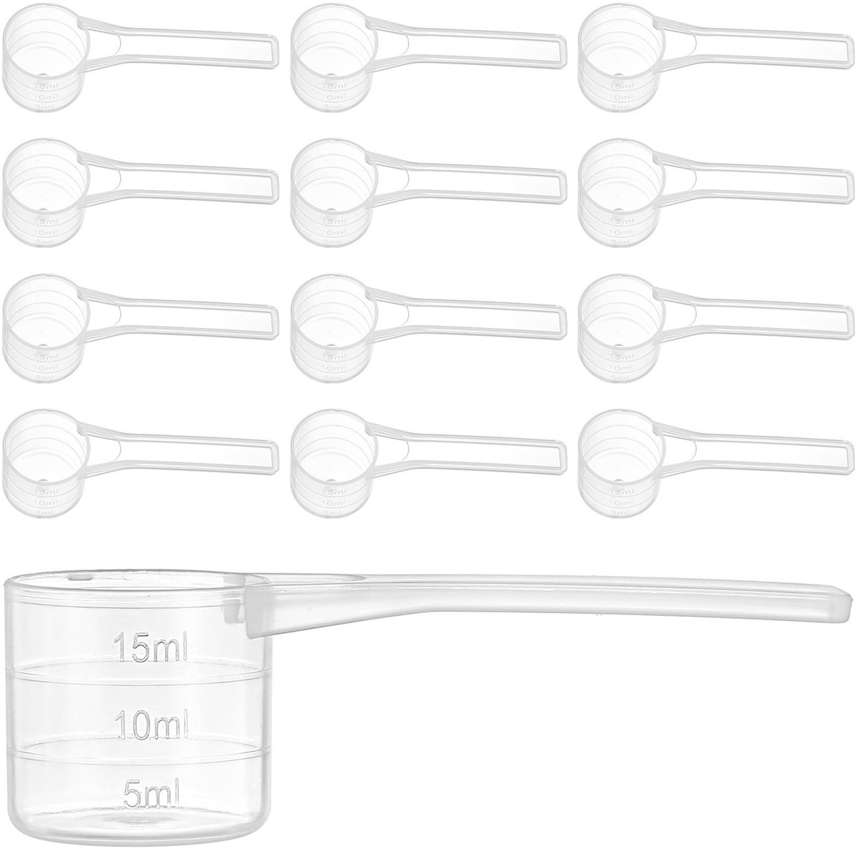 Dailygoods- Maatlepels 12-Pack - Plastic Maatlepels - Keukenweegschaal - Maatlepel Koffie - Maatlepels 5-15ml - Food-Grade PP Plastic - Maatschepjes