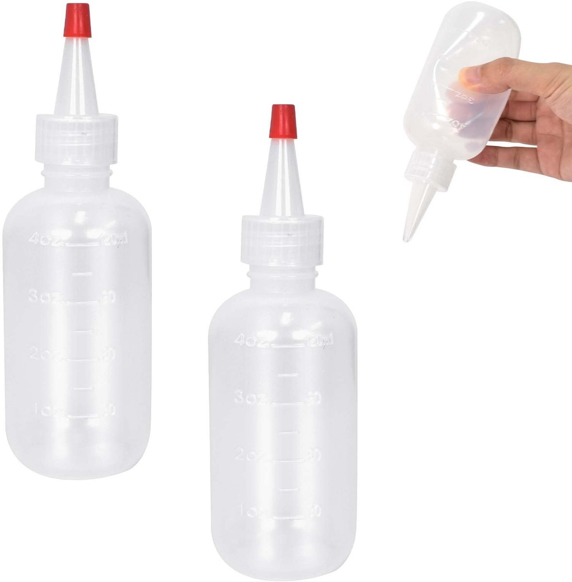 Dailygoods- Olie-applicatorfles 120 ml - Set van 2 - Transparant - Compressiefles - Kunststof - Voor kapsalon/schilderen - Fles