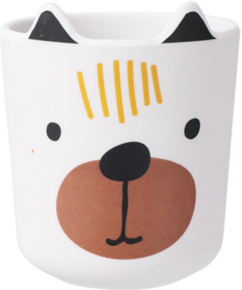Excellent Houseware onbreekbare kinder drinkbekers - honden thema - 1x stuks - melamine kunststof - 7 x 9 cm - peuters