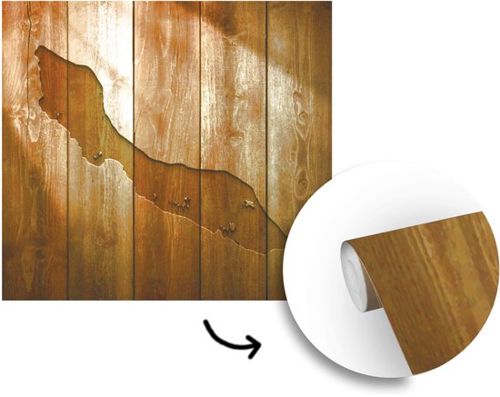Papier peint photo peint vinyle - Une illustration de Curaçao sur un mur en bois largeur 240 cm x hauteur 240 cm - Tirage photo sur papier peint (disponible en 7 tailles)