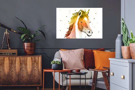 Stickers Stickers muraux - Cheval - Couleurs - Wit - 90x60 cm - Feuille adhésive