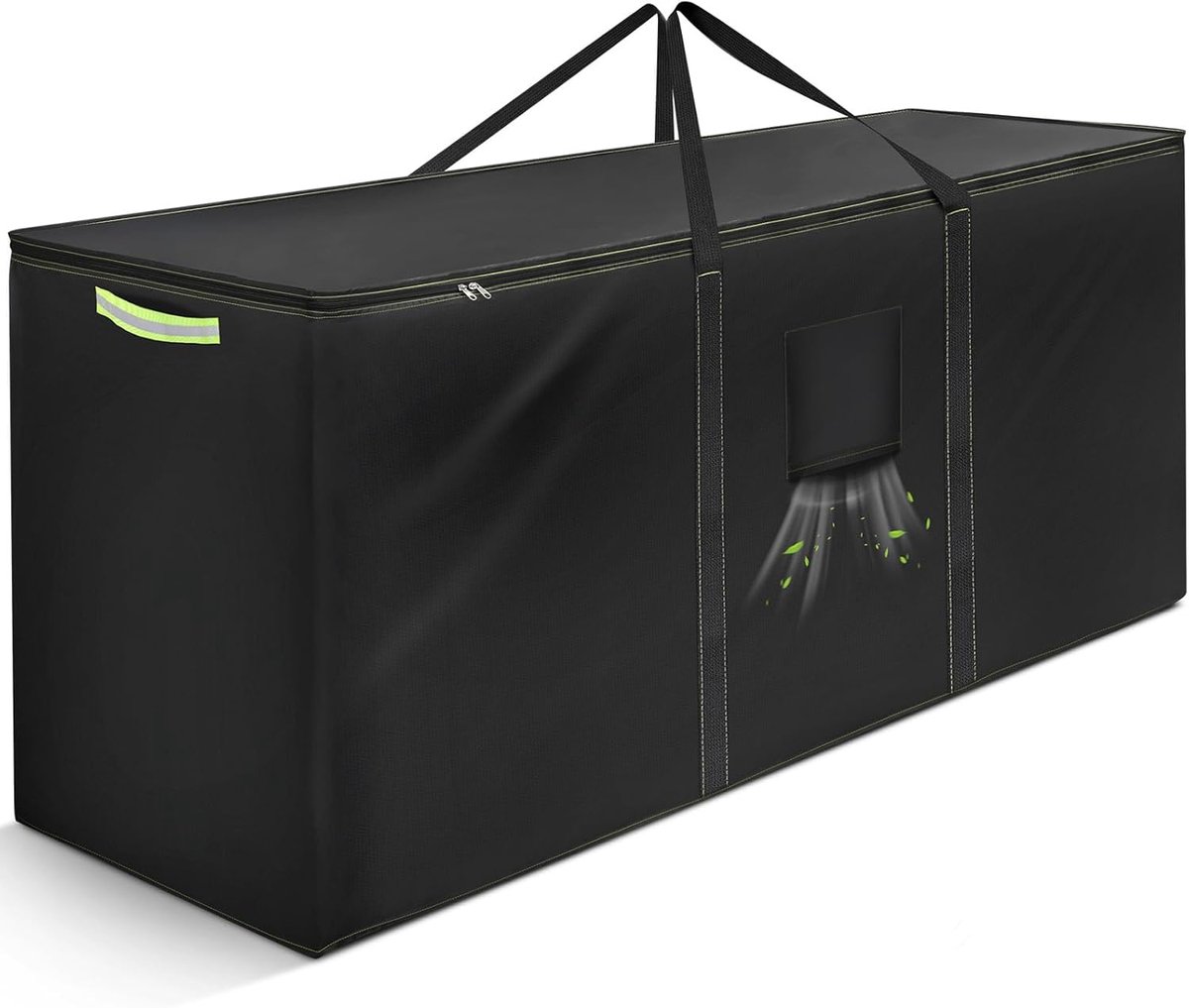 Opbergtas voor tuinkussens, opbergtas waterdicht, 420D zware Oxford-stof, opslag, tuinkussens met draaggreep, scheurvast, uv-bestendig, dennenboomtas (zwart, 175 x 55 x 75 cm)