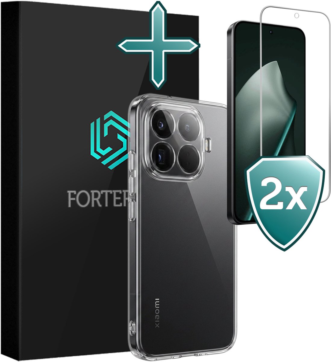 Hoesje Met 2x Screenprotector - Geschikt voor Xiaomi 15T Pro - Sterk & Shockproof - Telefoon Hoes - Back Cover - Siliconen Case - Transparant