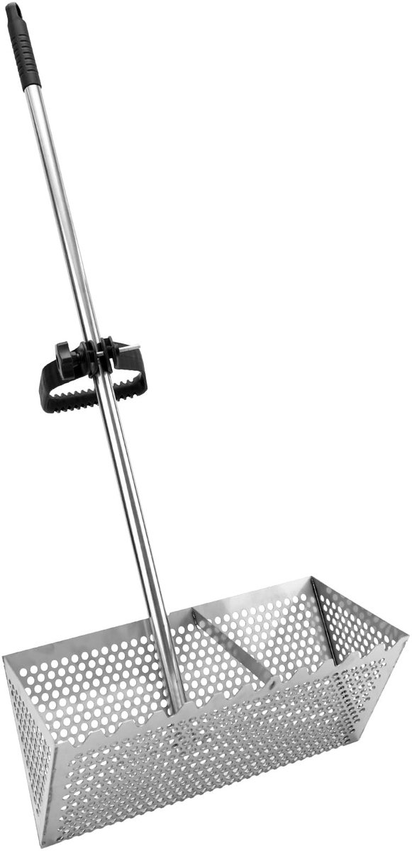 Dailygoods- Zandvlooienhark Duurzaam - Brede Mand - Scherpe Tanden - Afneembare Hark - Roestvrij Staal - Inclusief Schroevendraaier - Zandhark