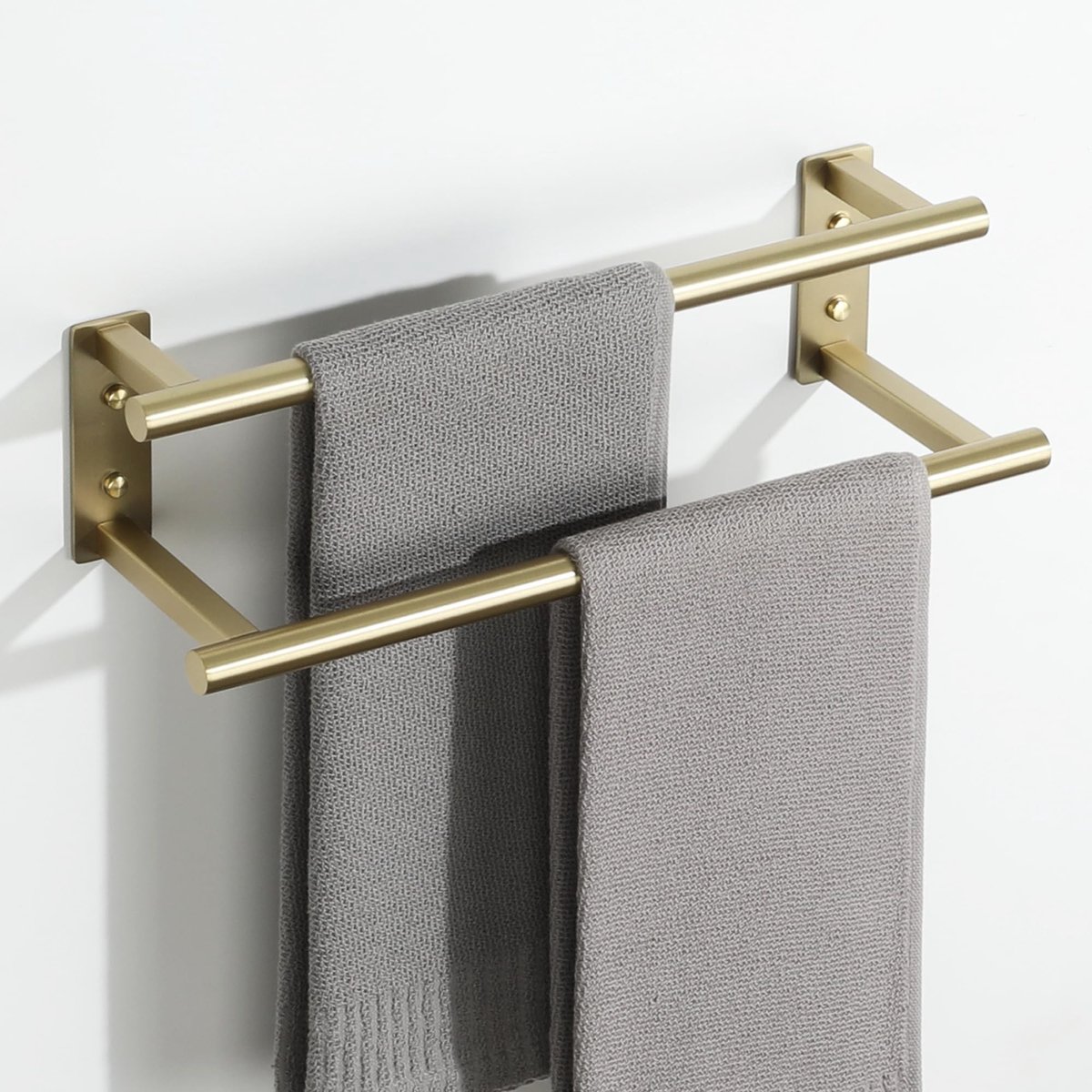 Dailygoods - Mooche Gouden handdoekhouder wandmontage, badkamer handdoekhouder dubbel handdoekrek voor badkamer, SUS304 roestvrij staal 400 mm handdoekplank dubbele handdoekstangen voor hotel, keuken, tekenkamer