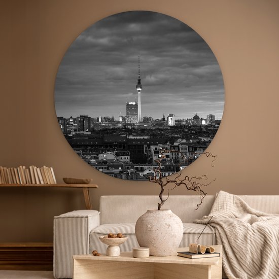 WallCircle® Wandcirkel 140x140 cm - Muurcirkel Stad - Berlijn - Urban - Muurdecoratie woonkamer - Wanddecoratie slaapkamer - Kamer decoratie accessoires - Ronde schilderijen