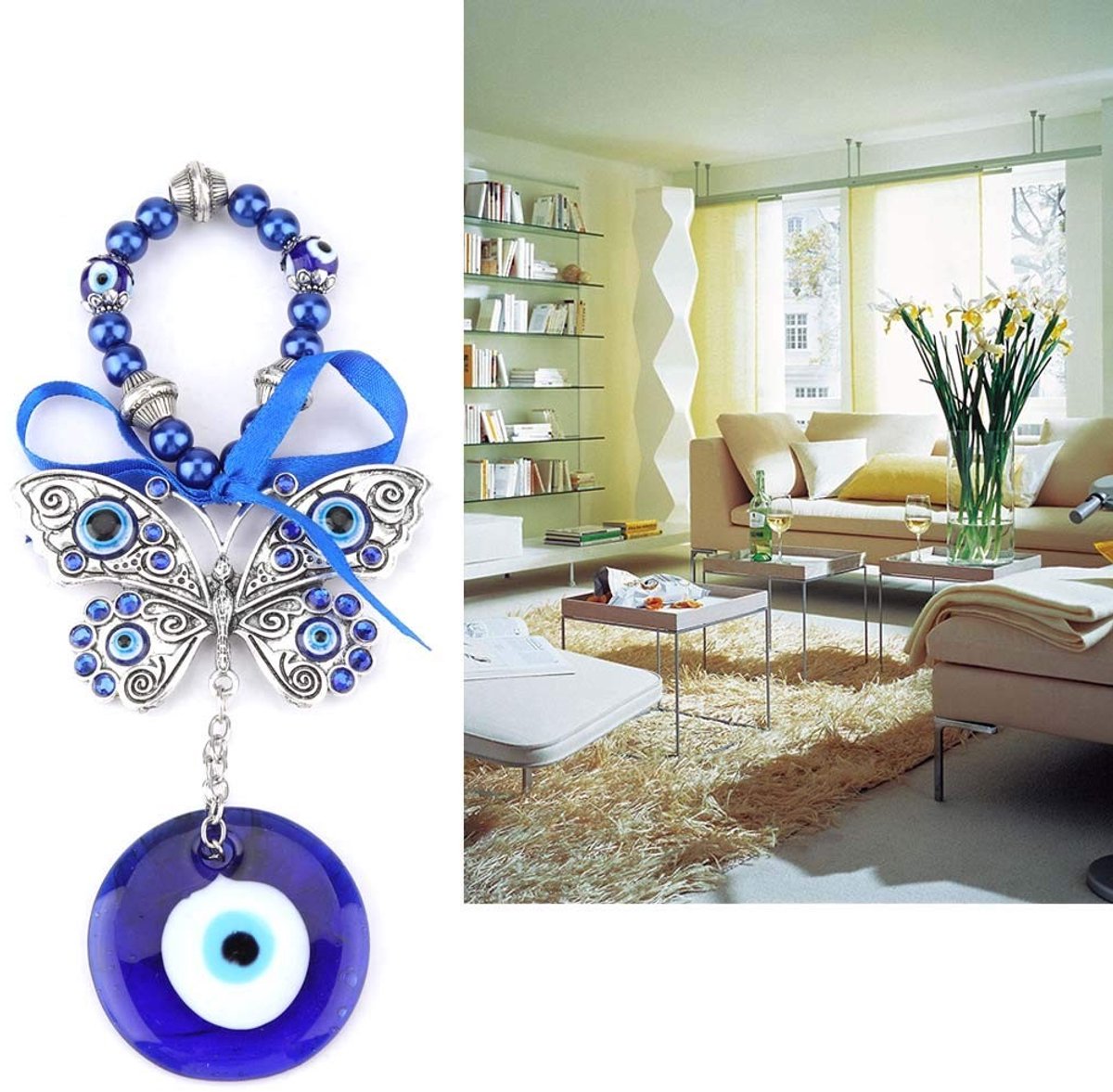 Dailygoods- Ornamenten Turkse Oogsleutelhanger - Hangende Decoratie - Boze Oogbescherming - Geluk Brengen - Handgemaakt - Hoogwaardig Materiaal - Muurdecoratie