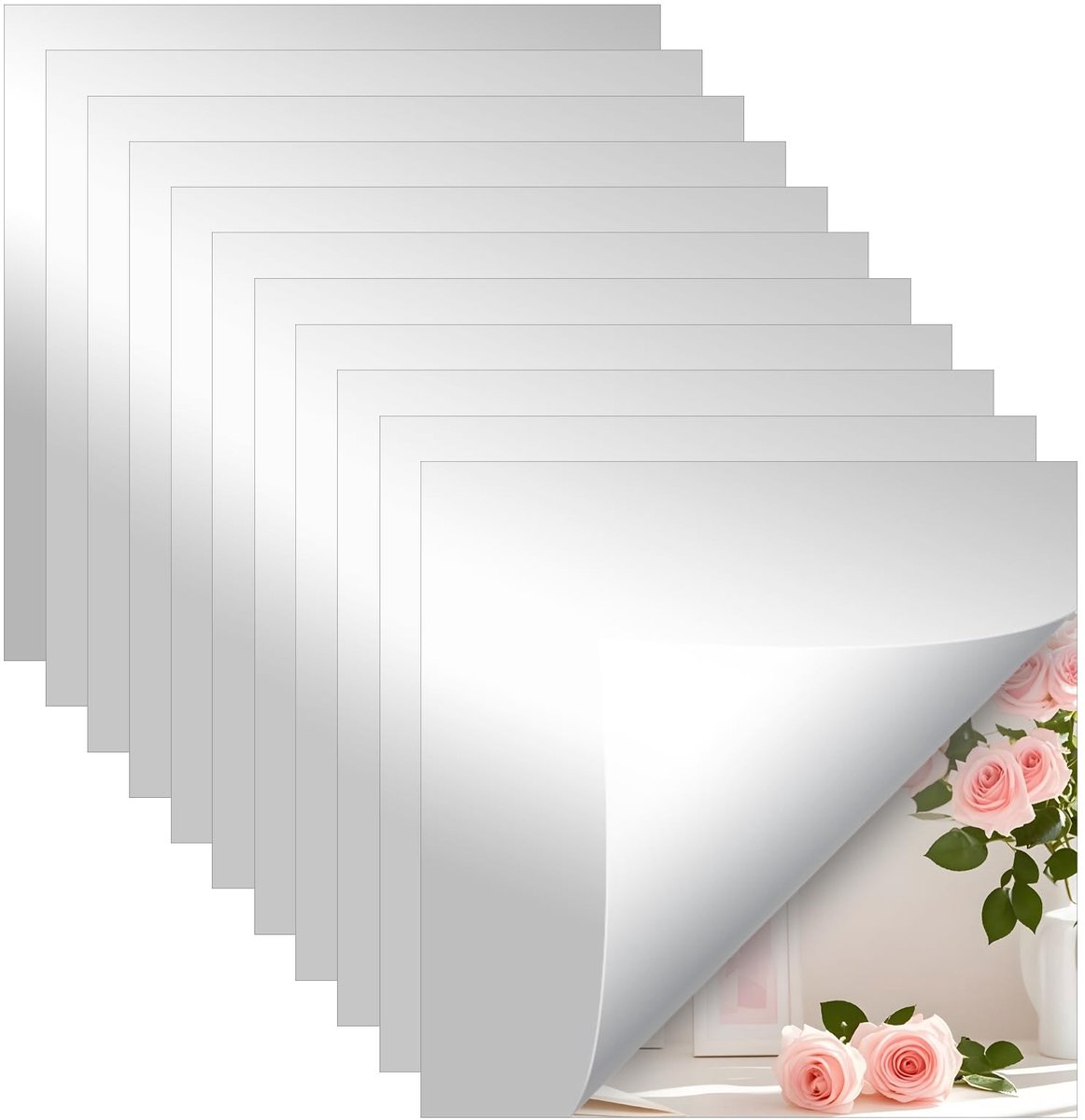 Dailygoods- Spiegeltegels 16 stuks 15 × 15 cm - Zelfklevend - Flexibel - Acryl - Wandspieg