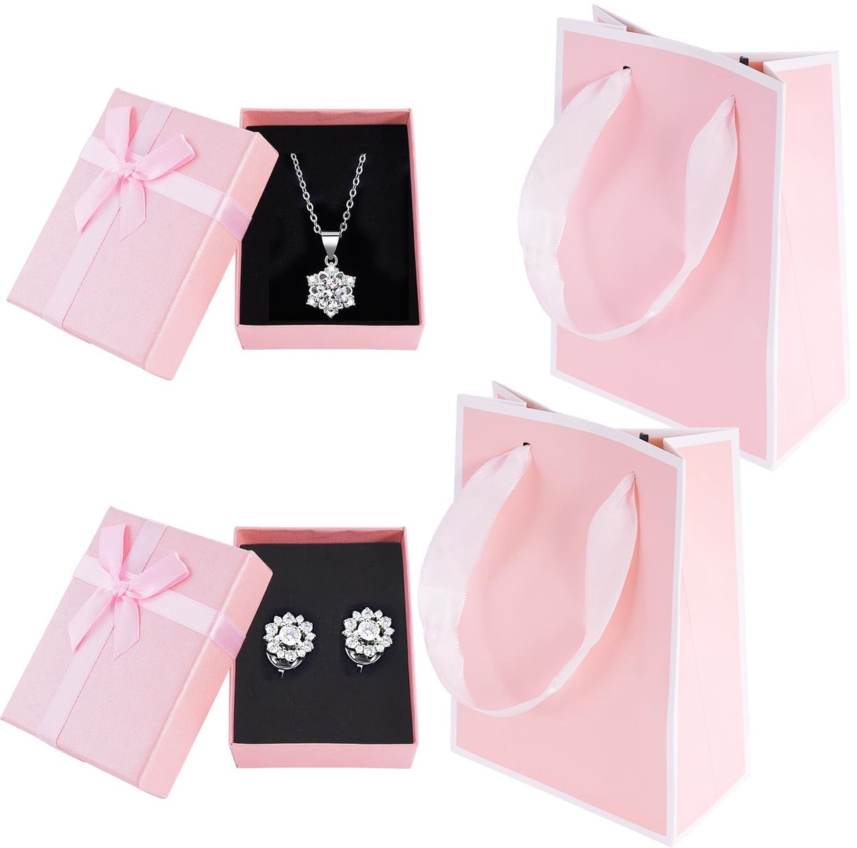 Dailygoods- Sieradendoosjes 2 stuks - Geschenkdoos met deksel - Juwelendoos klein - Geschenkzakje - Compacte opberggeschenkdoos - 9 x 7 x 3 cm