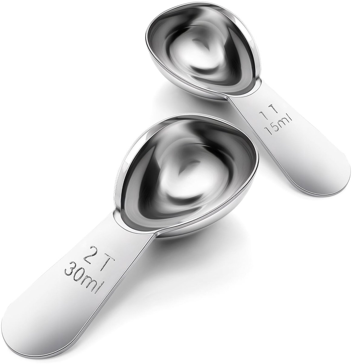 Dailygoods - 2 stuks koffielepels voor gemalen koffie, eetlepel met kort handvat, honinglepel, roestvrij staal, maatlepel, koffie, theelepel, kruidenlepel voor keuken, koken, kruiden, olie, thee, suiker (15 ml en