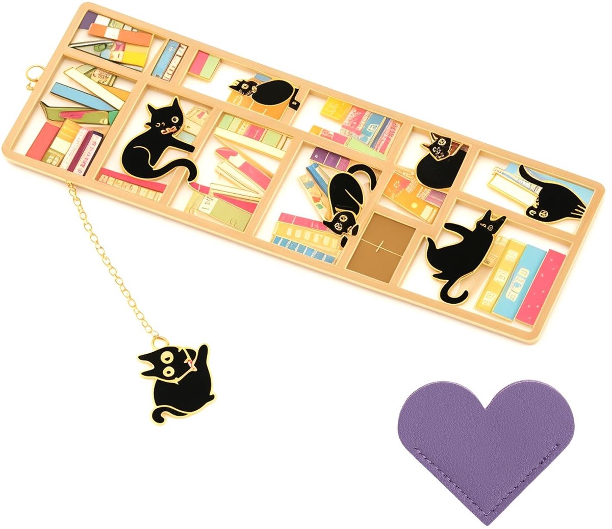 Dailygoods - Metalen kat boekenlegger voor boekenliefhebbers, bladwijzer met kattenhanger, schattige metalen boekenmarks, gepersonaliseerde boekenaccessoires, geschenken