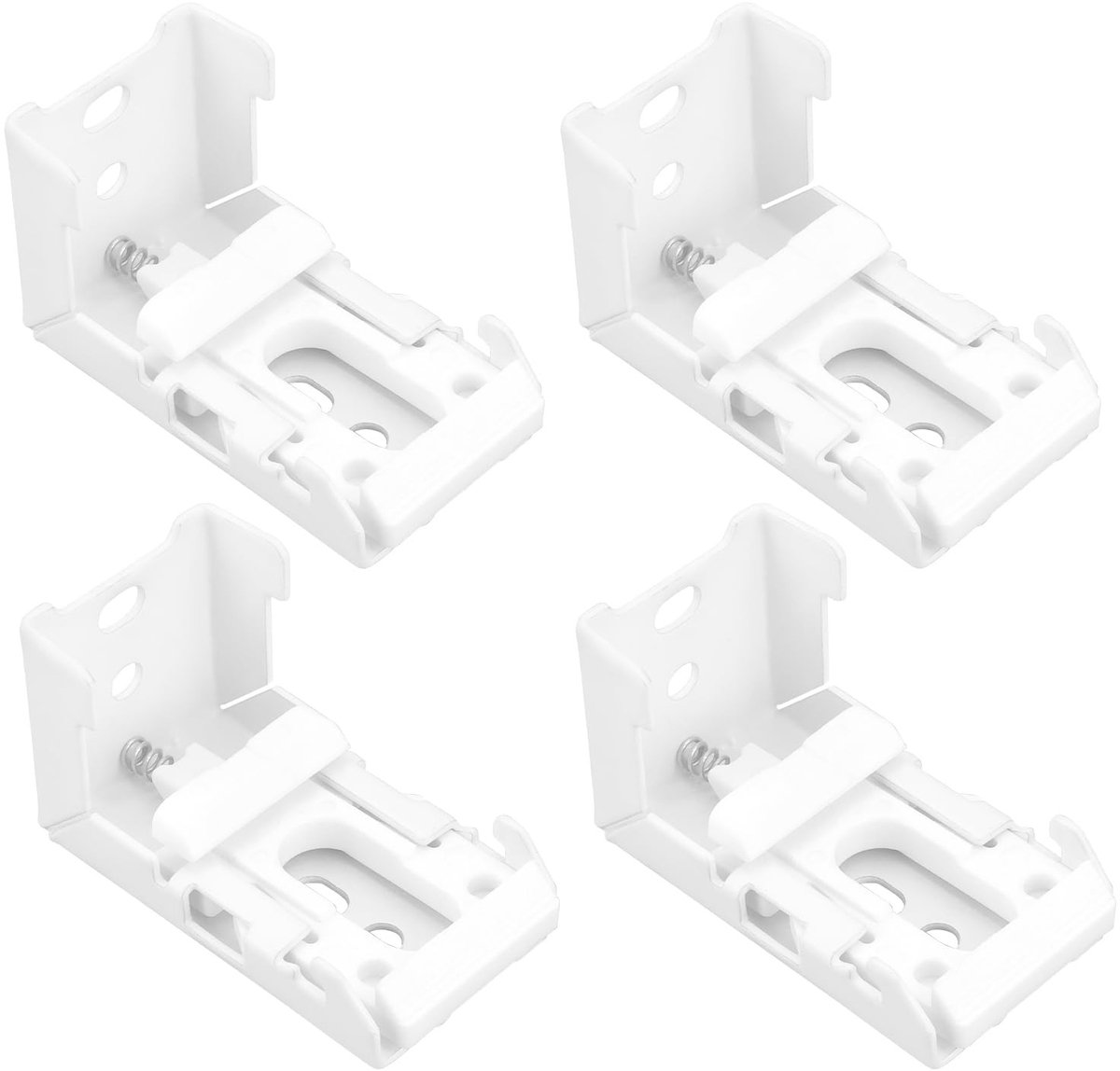 Dailygoods- Blindbeugels 4 stuks - Romeinse Blinde Veerbeugels - Bevestiging voor 21 mm Rolluiken - Metaal/Kunststof - Compact 45x28x25mm - Wit - Jaloeziebeugels