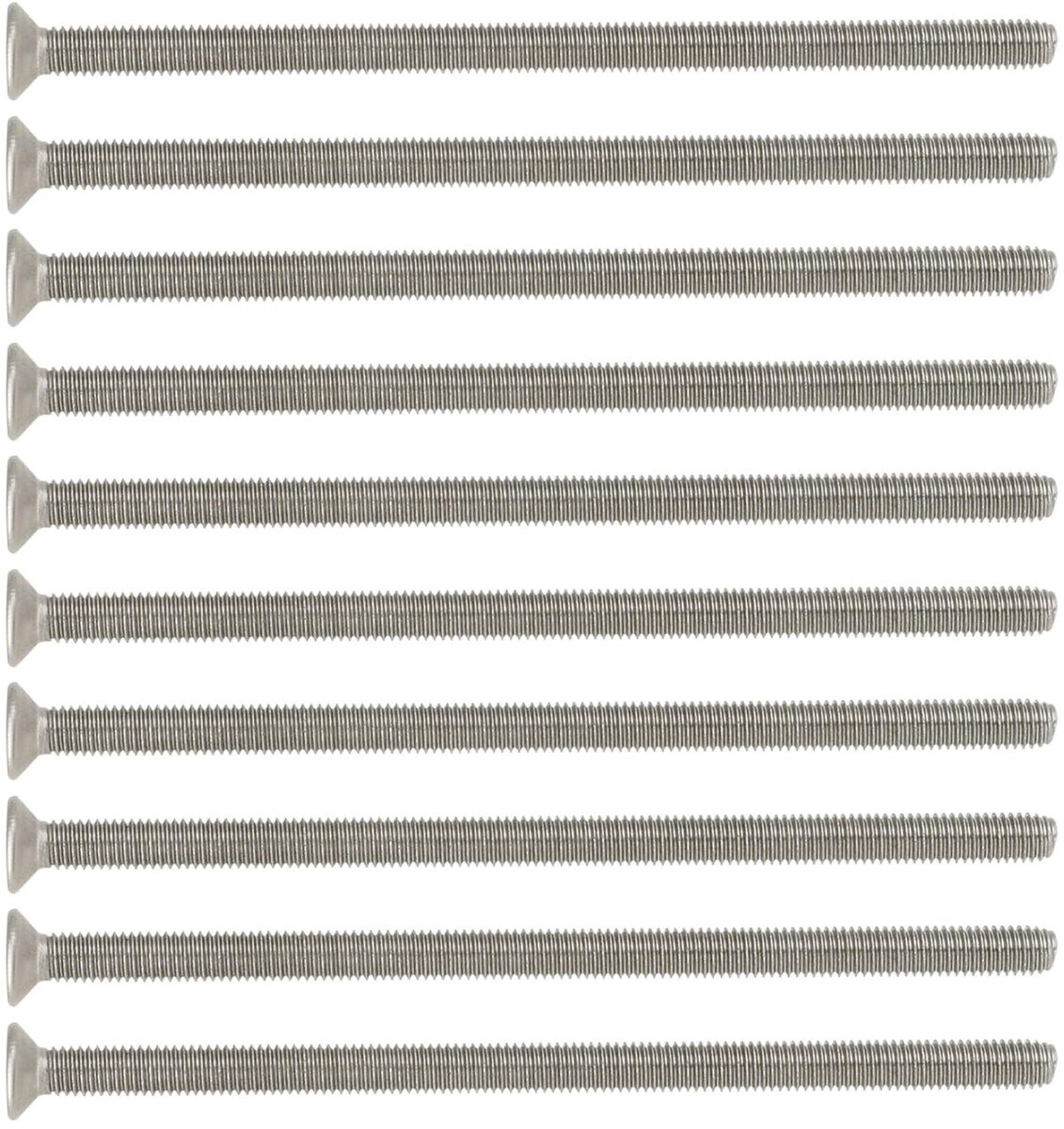 Dailygoods- Schroeven M5X100mm 10 stks - Verzonken Phillips - Roestvrij Staal - Duurzaam - Corrosiebestendig - Geschikt voor UPVC Handvat - Bevestigingsmiddelen