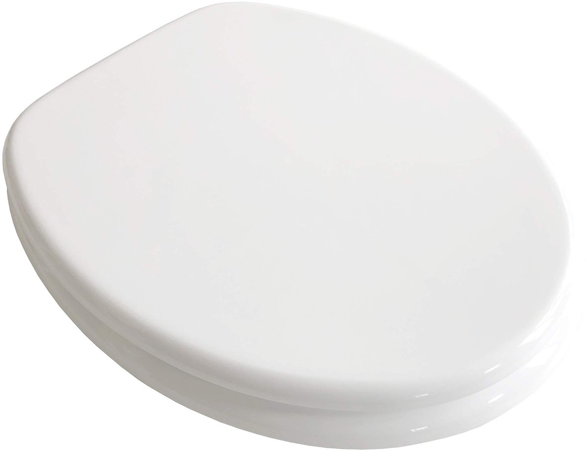 Dailygoods- WC Bril Houten Kern - Verstelbare Scharnieren - Belastbaar tot 250 kg - Messing Verchroomd - Wit Gelakt - Stabiel Design - Toiletbril
