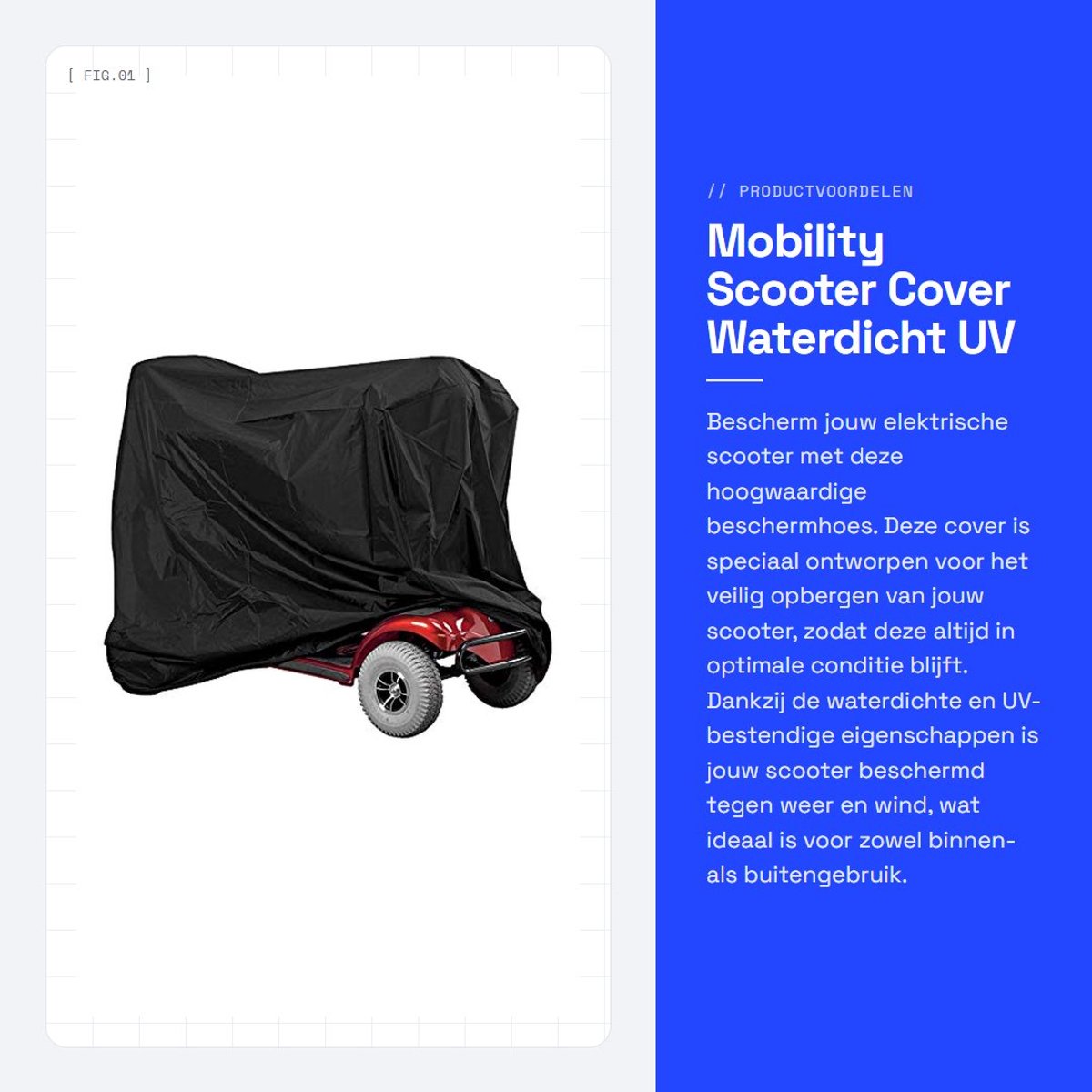 Dailygoods - Mobility Scooter Cover - Waterdicht - UV Bescherming - 190 x 71 x 117 cm - Stofbescherming - Geschikt voor Elektrische Scooters - Zwart