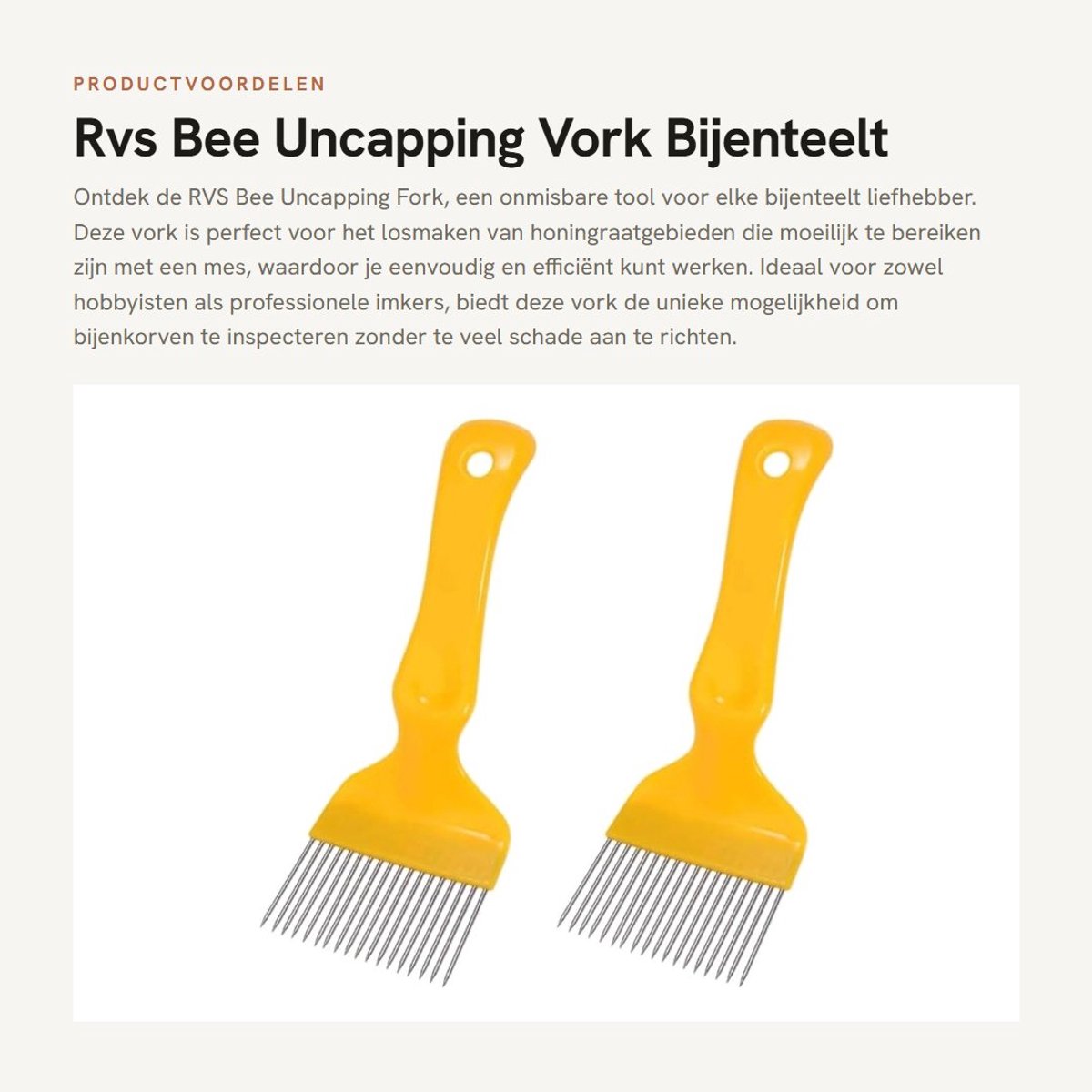 Dailygoods- Uncapping Vork RVS - 21 cm - 2 Stuks - Honing Kam - Bijenteelt Tool - Schraper - Handvat 2,5 cm - Bijenteelt Gereedschap