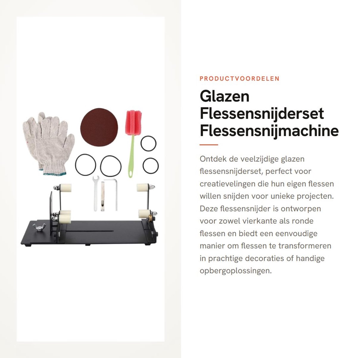 Dailygoods- Flessensnijder voor Vierkante/Ronde Flessen - Glassnijder - Snijdset met Borstel/Schuurpapier/Inbussleutel - Handwijnfles Snijden - Doehetzelf - Fles Snijder