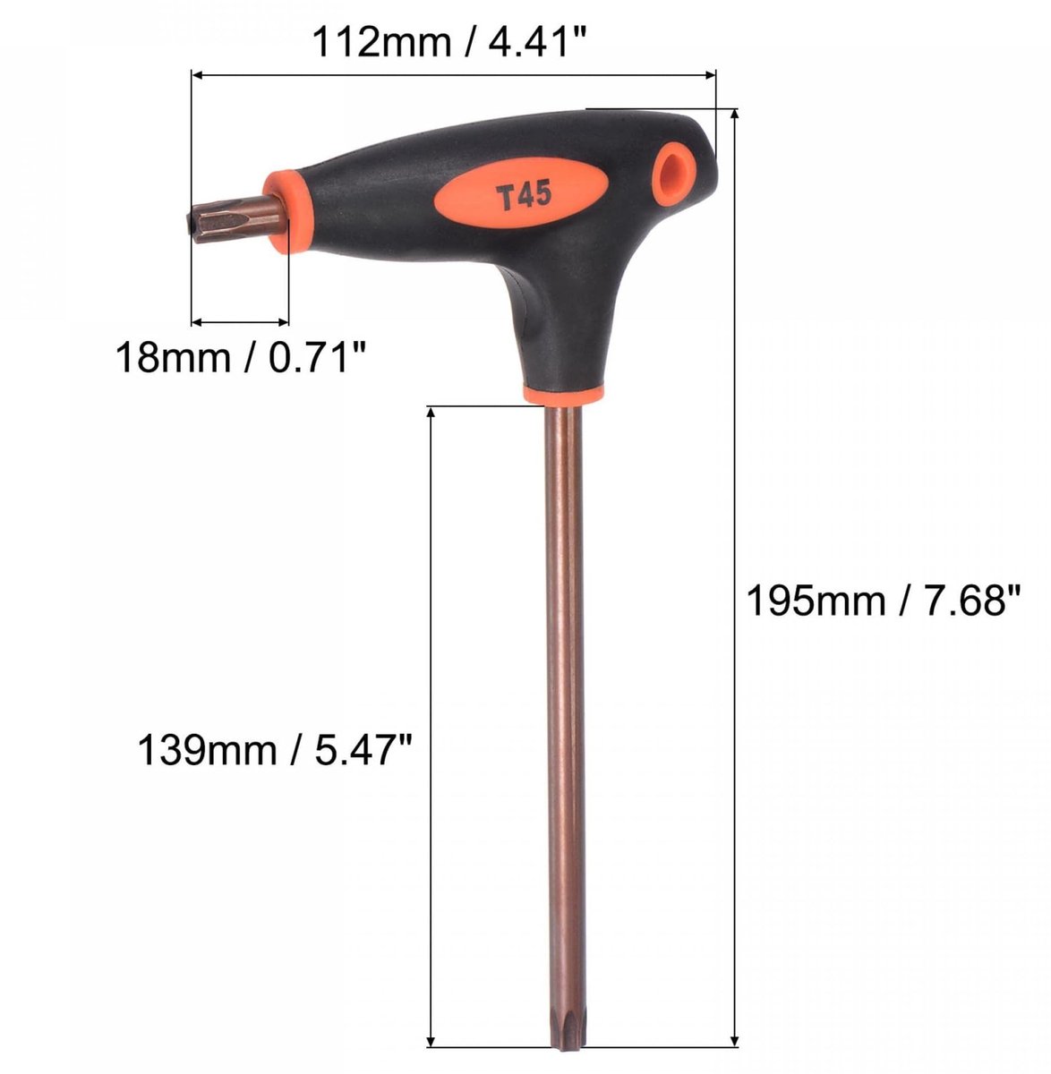 Dailygoods- Torx Sleutel T45 - Anti Sabotage - Moersleutel - T-Handvat - Dual End - S2 Staal