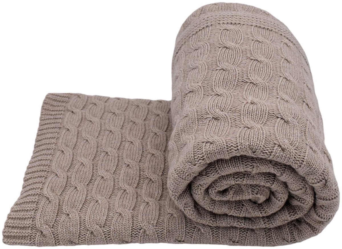 PIANE CASHMERE - Plaid met vlechtwerk gemengd kasjmier - Kleur: Beige