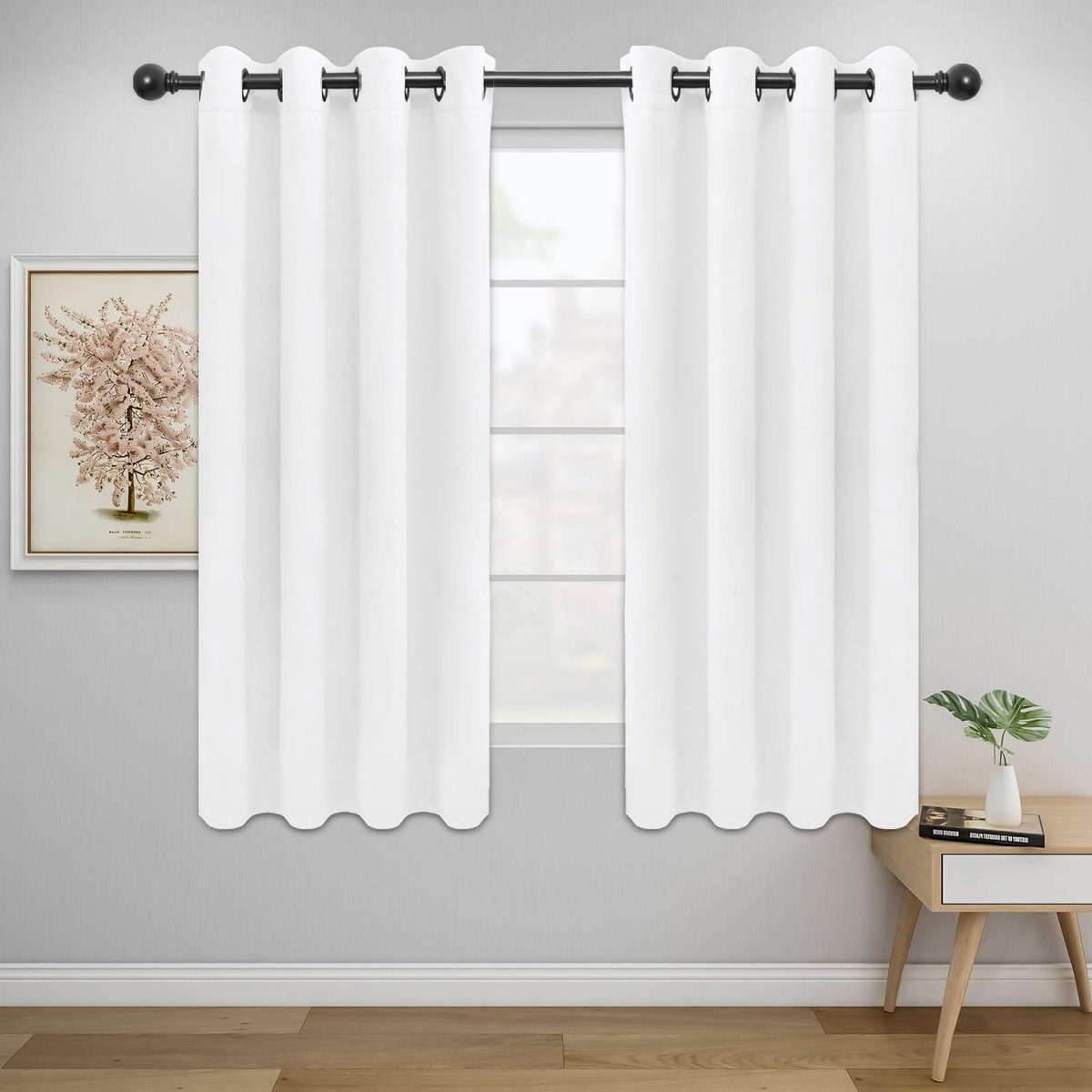 Verduisterende gordijnen voor slaapkamer, 2 panelen, solide thermisch geïsoleerde doorvoertule en geluidsdempende raamgordijnen, kamerverduisterende gordijnen voor woonkamer (132 x 160 cm,