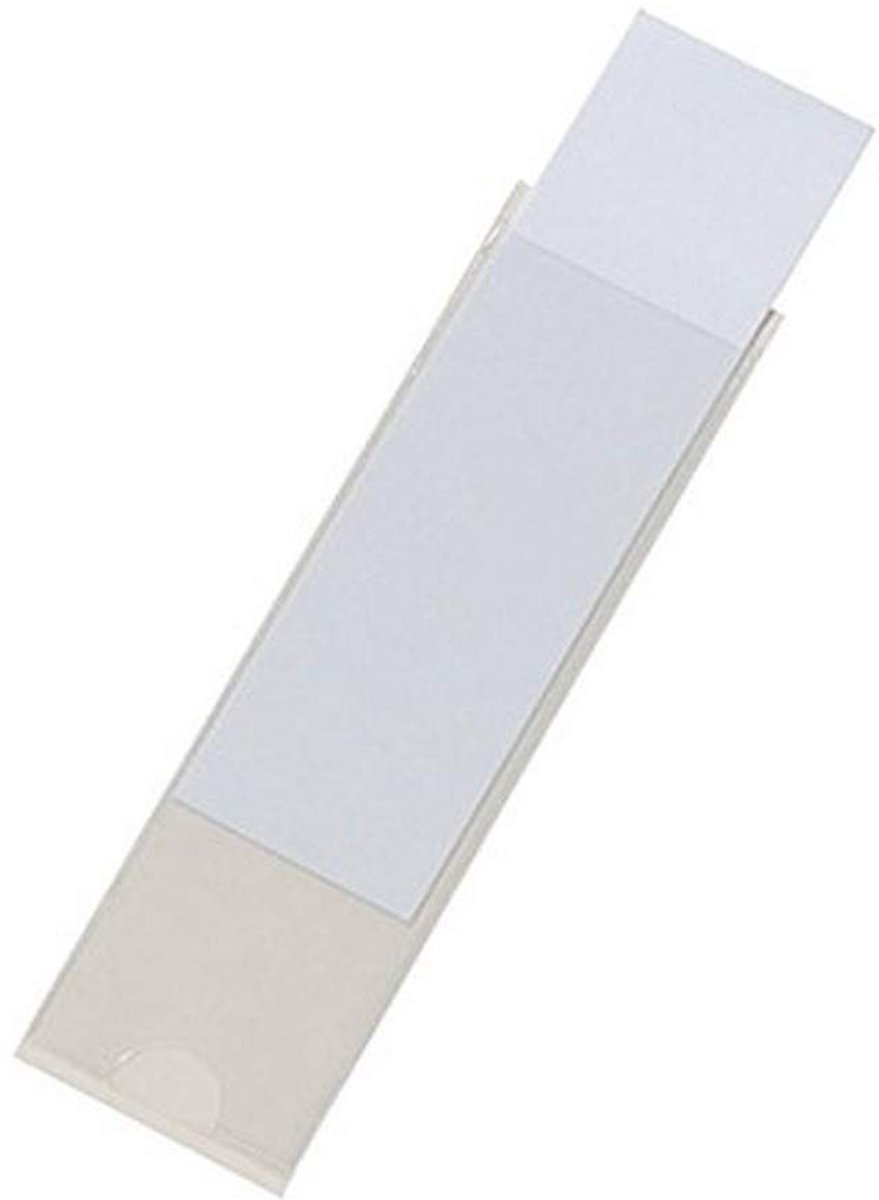 807319 Pocketfix, zelfklevende zakjes voor het inbrengen van etiketten, 10 stuks, 100 x 28 mm, 32 x 104 mm, transparant