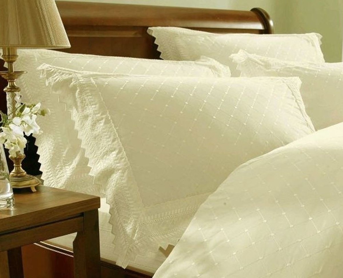 Kussensloop paar luxe percal kussensloop beddengoed, crème, 75 x 50 x 0,5 cm