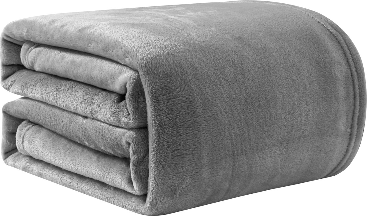 Nite Fleece deken pluizige dekens 150 x 200 cm flanel warme zachte plaid voor bank bank sprei (grijs, tweepersoons)