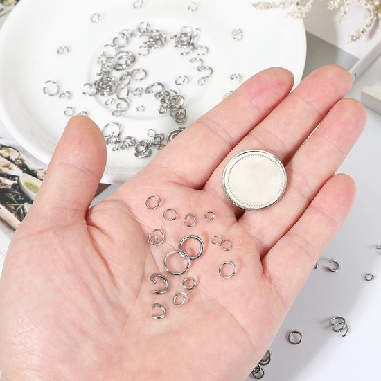 350 stuks buigringen, 7 x 1 mm, open kettingschakels, springringen, metalen ring, jump rings voor het maken van sieraden, armbanden, halskettingen, hangers, sleutelringen, klein — afbeelding 3