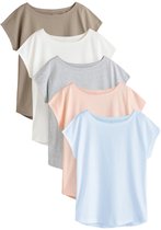 Next - Dames - T-shirt met korte mouwen ‘Grown On’, set van 5 - Wit