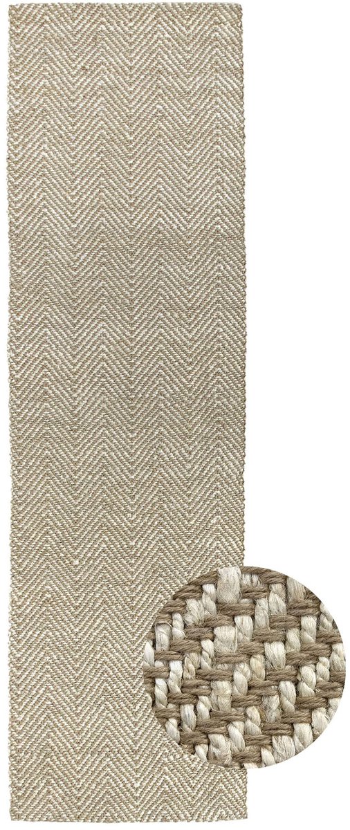 Vloerkleed Jute Wit Kleur, Alcazar Jute Tapijt 100% Natuurlijke Jutevezel, Zacht Tapijt en Gemiddelde Weerstand, Handgeweven, Woonkamer, Slaapkamer, Hal Tapijt - (250x80cm)