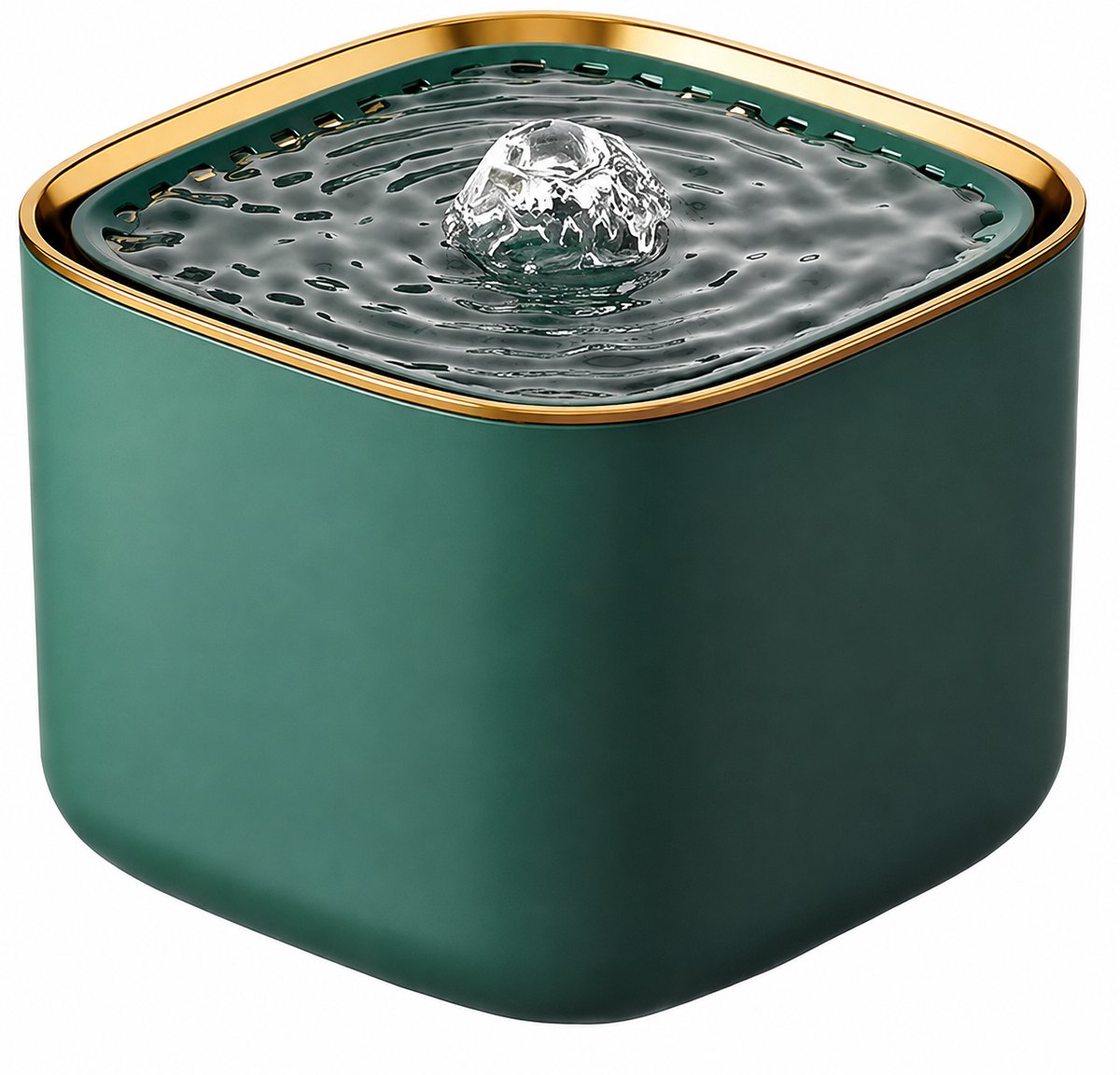 ZoeZo Drinkfontein Kat en Hond - Waterfontein - Kattenfontein - Waterdispenser - Waterbak - Automatisch - Met Filter - 3L - Fluisterstil - Groen en Goud