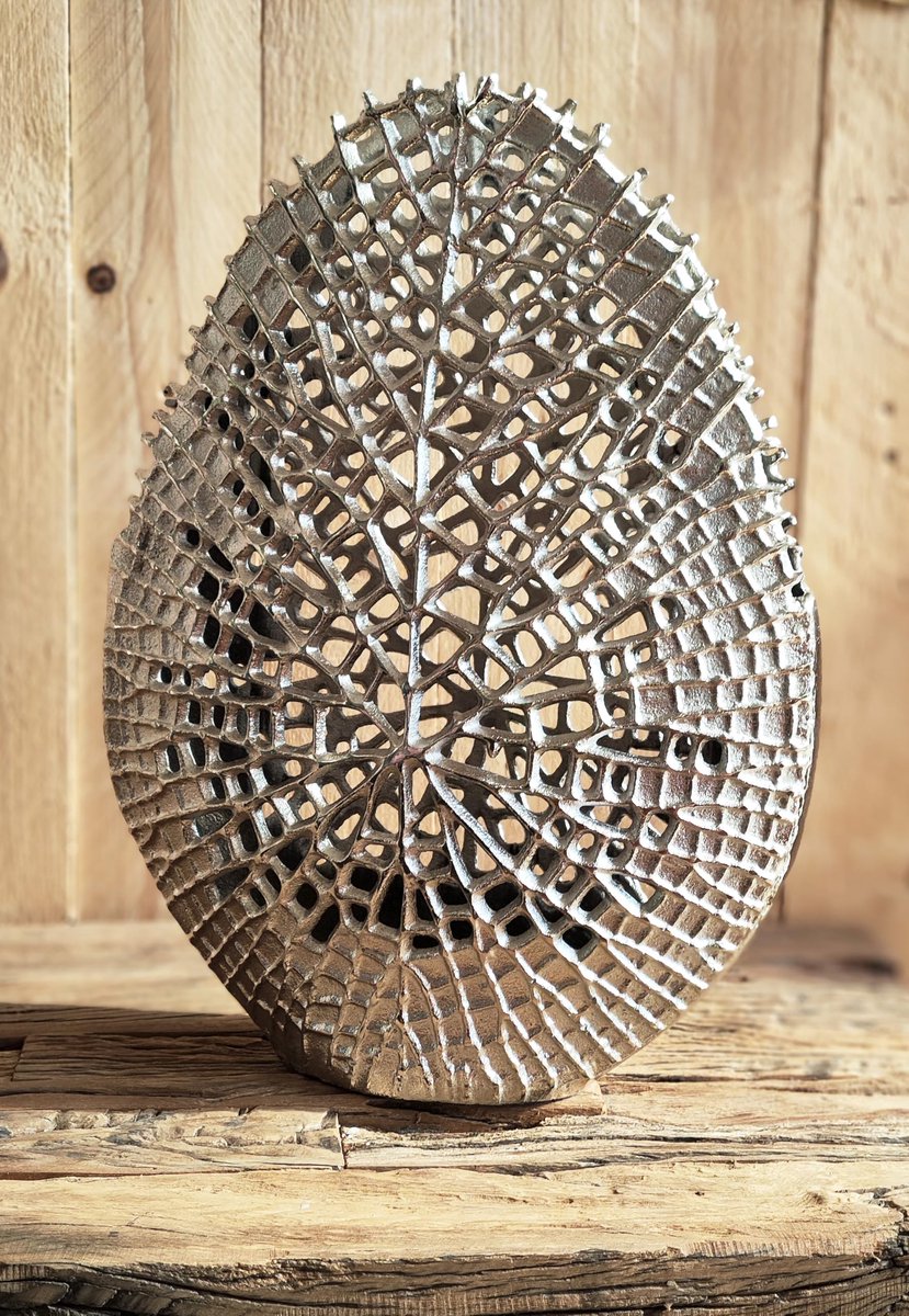 Vaas met rooster-look, bloemenvaas voor kunstbloemen, designvaas, decoratieve aluminium zilveren vaas, moderne decoratie van metaal, voor woonkamer en keuken, 34,5 of 44 cm (27x11x34,5 cm)
