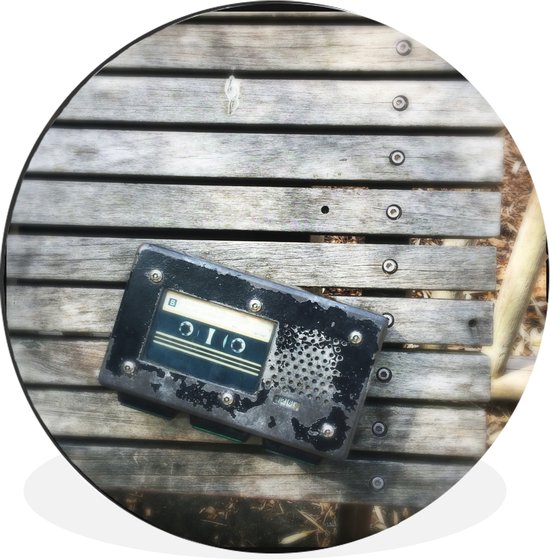 WallCircle - Wandcirkel - Muurcirkel - Cassette speler - Cassettebandje - Hout - Aluminium - Dibond - 30x30 cm - Binnen en Buiten