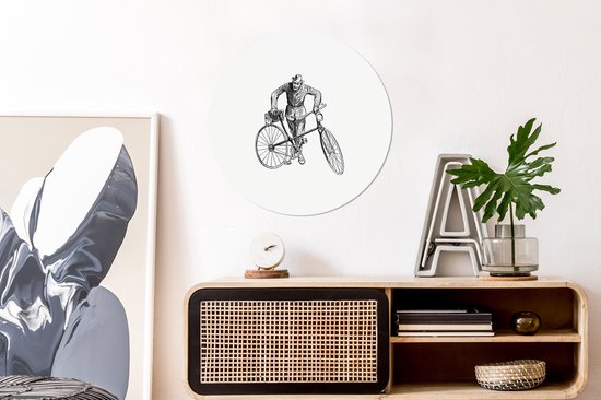 Cercle mural - Cercle mural - Vélo - Homme - Vintage - Aluminium - ⌀ 60 cm - Intérieur et Extérieur