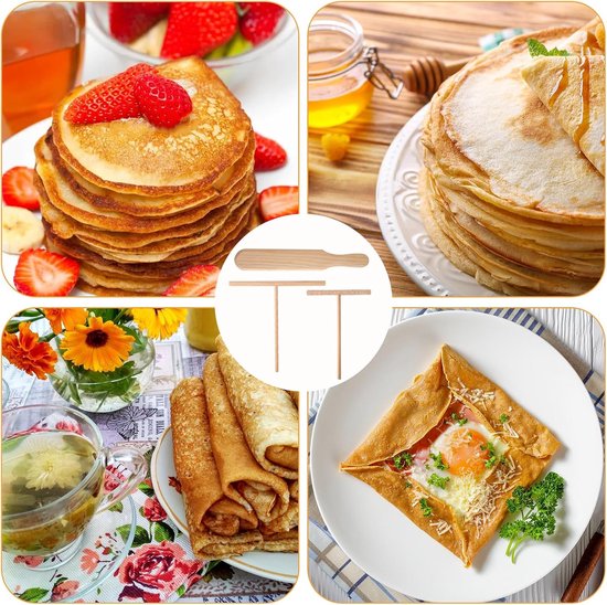 3 stuks pannenkoekenverdelers van beukenhout, T-vormige pannenkoeken, spatel en verdeler in set, gemakkelijk te reinigen, deegverdeler voor pannenkoeken, pannenkoeken, accessoires, pannenkoeken, — afbeelding 5