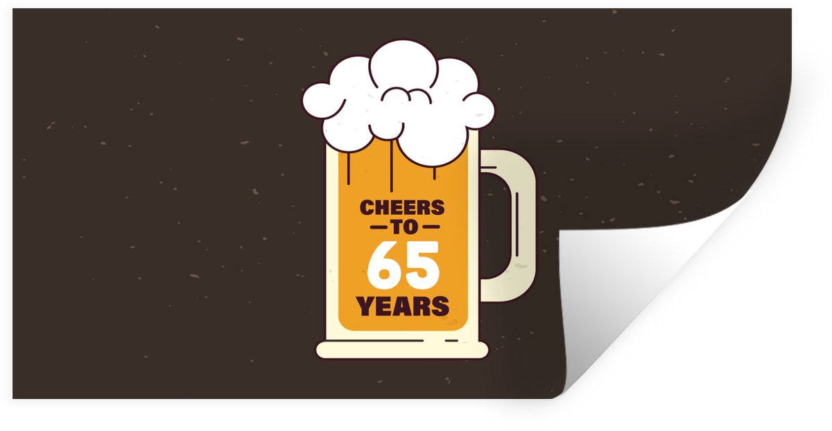 Muurstickers - Sticker Folie - Jubileum - 65 Jaar - Bier - 120x60 cm - Plakfolie - Muursti