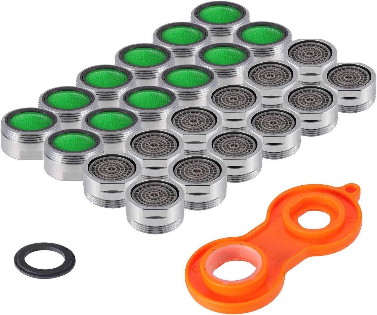 Beluchter 24 mm, 24 mm, kraanbeluchter van ABS, M24-kraanfiltervervanging met afdichting, waterbesparende beluchter met buitendraad en moersleutel voor keuken en