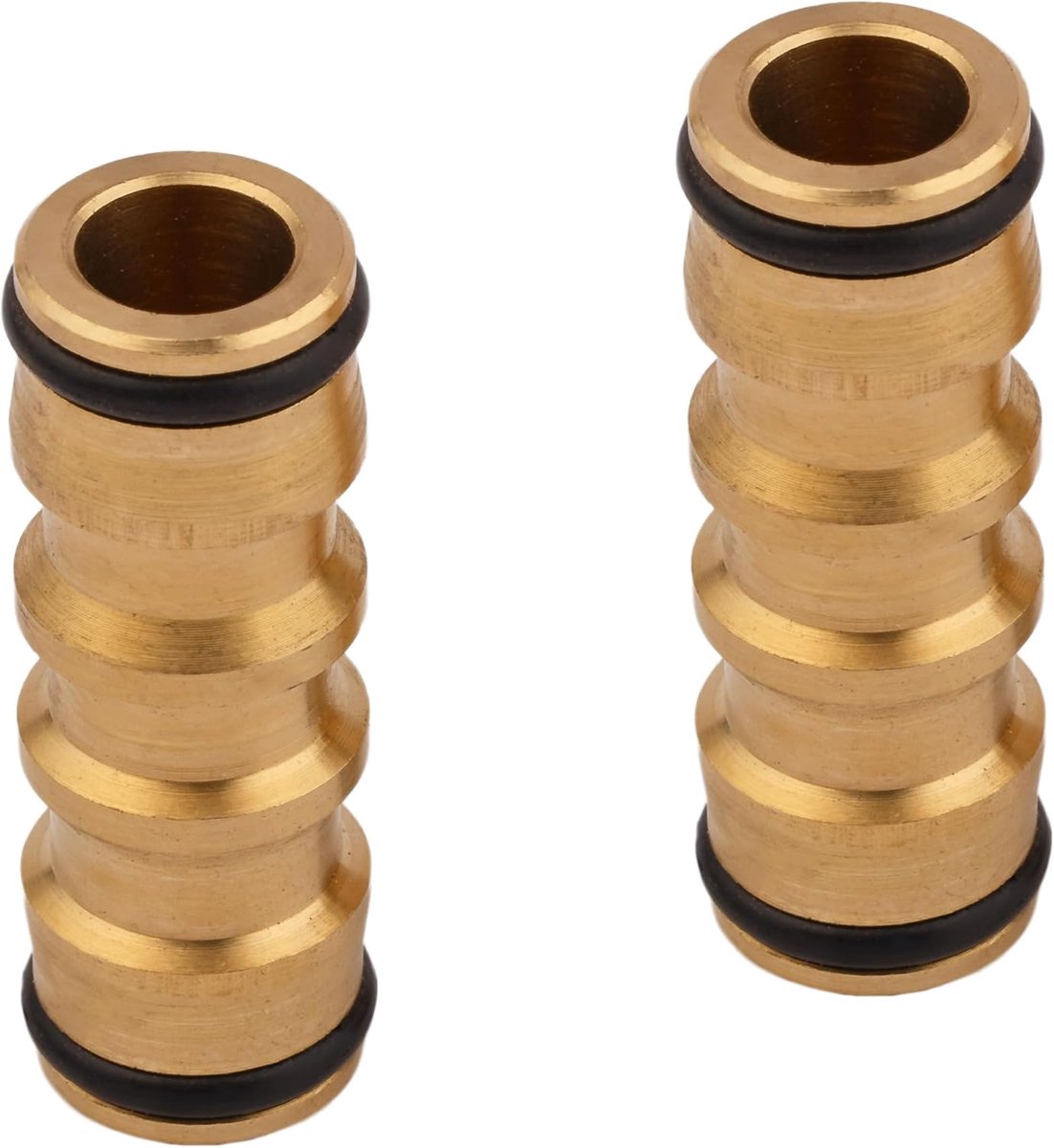 2 x messing slangconnector voor het aansluiten van waterslangen met gemonteerde snelkoppelingen, slangkoppeling voor slangverlenging, gemaakt van hoogwaardig messing