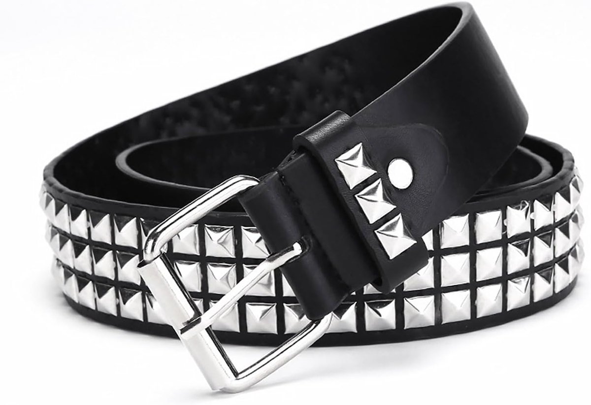 Klinknagelriem rock klinknagels riem PU lederen punk riem met lichte piramide-klinknagels, Rock Punk Gothic lederen riem piramide klinknagels riem voor jeans rockwear dames/heren