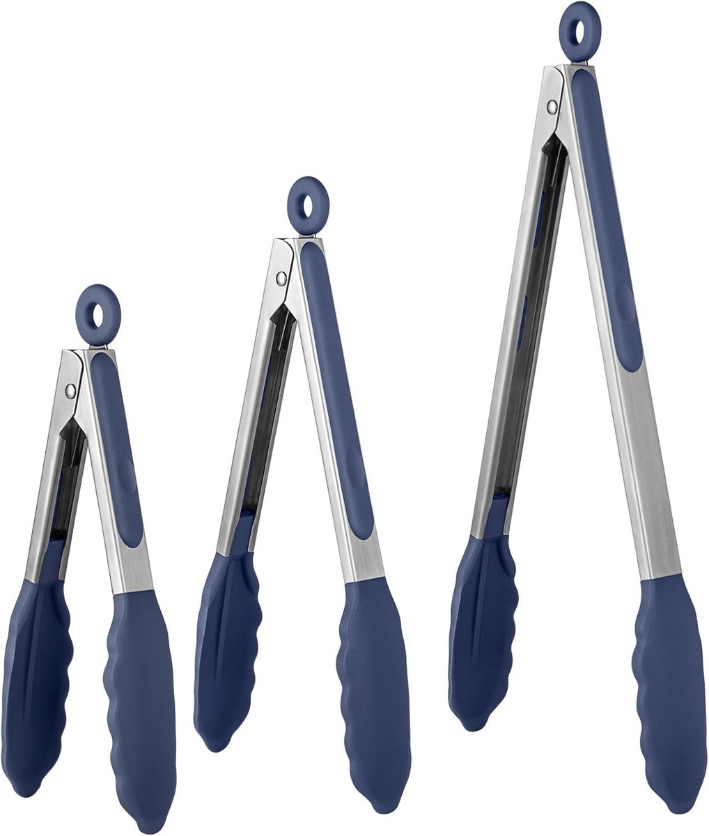 Grilltangen met Siliconen Tips en Handvat, 3 Stuks, Hittebestendig tot 250 °C, Perfect voor Koken, Grillen en Serveren van Vlees en Salades