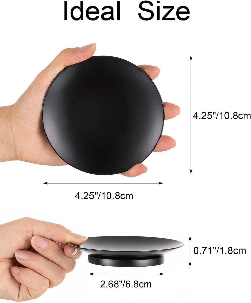 Kandelaars Platen Metaal Ronde: 10,8 cm Zwarte Pijler Kandelaar voor Halloween Kerstmis Advent Mantle Home Decor Set van 3 Dienbladen Staan Onderzetters voor LED/theelicht Kaarsen Snuisterijen